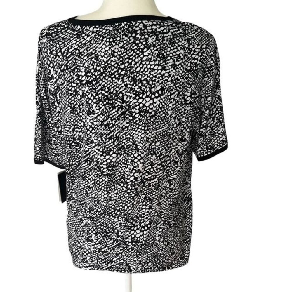 DKNY Women's Shadow Play Logo Pajama Top Black and White Neon Size Medium New - Picture 4 of 6